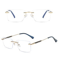 Bezramkowe okulary zerówki do komputera z filtrem Blue Light 25188B złoty/granat