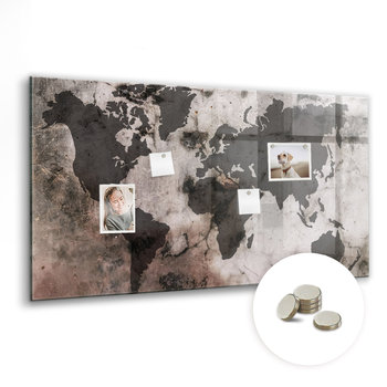 Bezramowa Tablica Magnetyczna ze Szkła - 120x60 cm, Mapa świata beton - Coloray