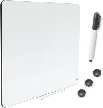 Bezramowa tablica suchościeralczna 60x45 cm z półką, pisak, 3 magnesy