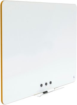 Bezramowa tablica suchościeralna magnetyczna żółte obrzeże 90x60 cm w zestawie z półką, pisakiem oraz 3 magnesami!