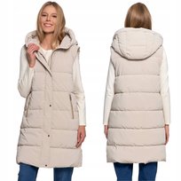 BEZRĘKAWNIK DAMSKI CIEPŁA KAMIZELKA DŁUGA PIKOWANA JESIEŃ MORAJ L BEIGE