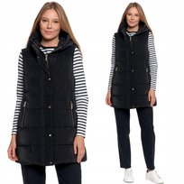 BEZRĘKAWNIK DAMSKI CIEPŁA KAMIZELKA DŁUGA PIKOWANA JESIEŃ MORAJ S BLACK