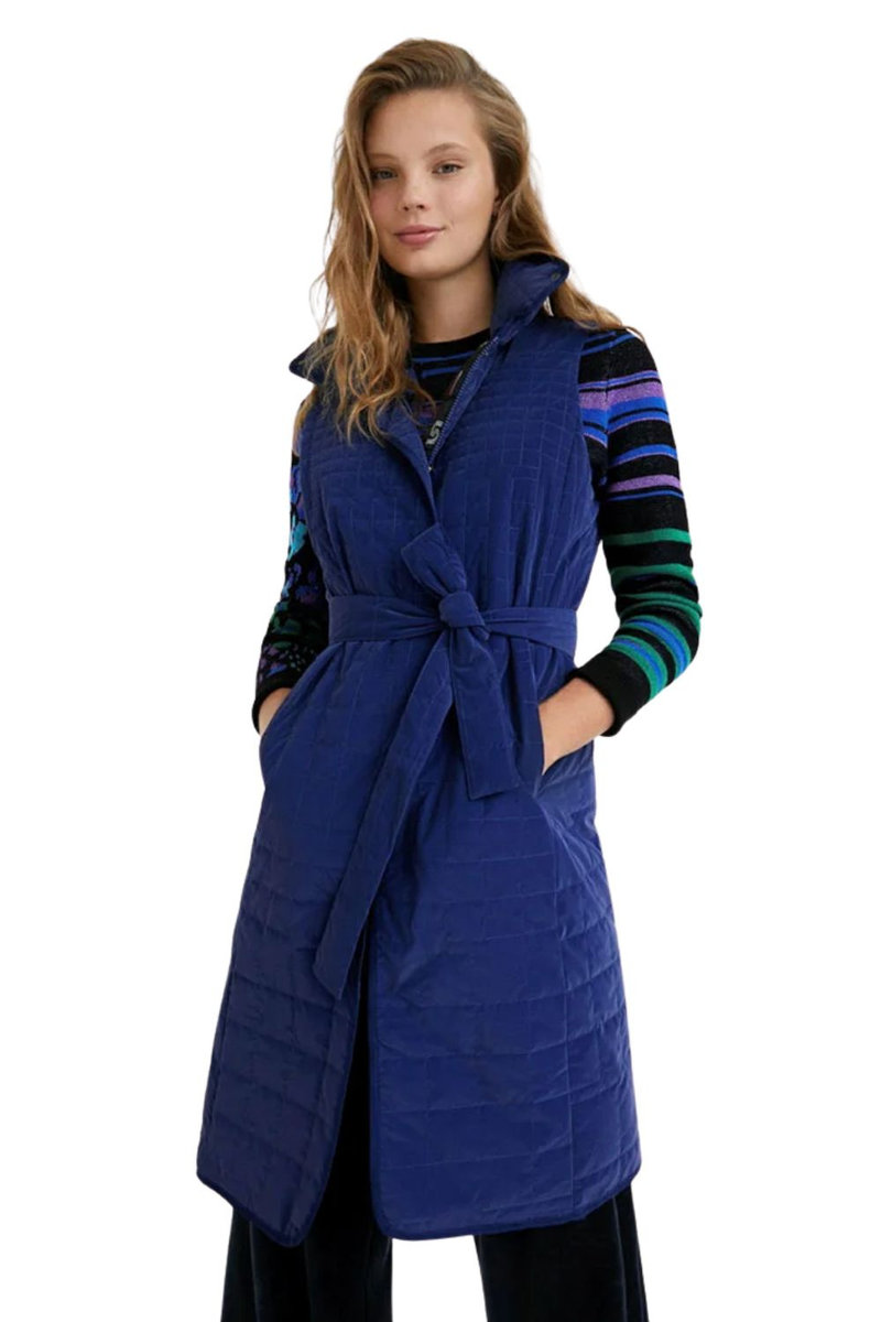 DESIGUAL Bezrękawnik damski Desigual Tops Template granatowy długi -XS