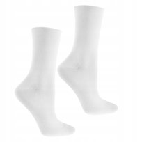 Bezuciskowe Zdrowotne Skarpetki Białe Bawełniane Damskie MORAJ PARA 38-41