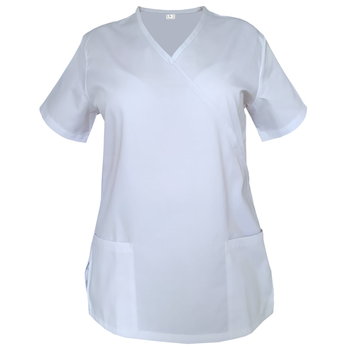 Biała bluza medyczna z lamówką białą 42 - M&C
