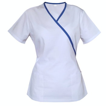 Biała bluza medyczna z lamówką  niebieską 42 - M&C