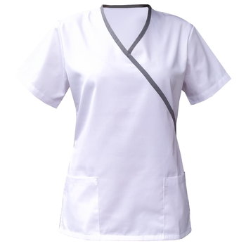 Biała bluza medyczna  z lamówką szarą 34 - M&C