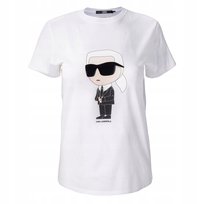 Biała Koszulka Damska T-Shirt Duże Logo Karl Lagerfeld Oversize Elegancka R.L