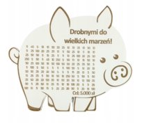 BIAŁA Świnka Skarbonka DROBNYMI DO WIELKICH MARZEŃ pomysł na Super Prezent