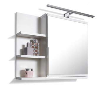 Biała Szafka Z Lustrem, Z Led, Szafka Łazienkowa L - DOMTECH