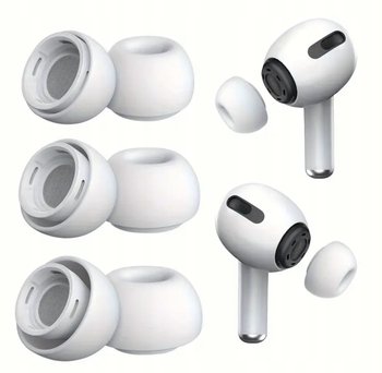 BIAŁE GUMKI NAKŁADKI DOUSZNE DO APPLE AIRPODS PRO I II S M L - EFOX