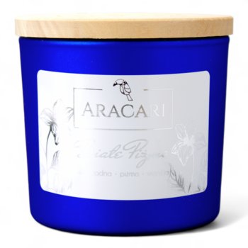 BIAŁE PIŻMO - Sojowa świeca zapachowa ARACARI z kolekcji MOONSTONE niebieski lustro - Aracari