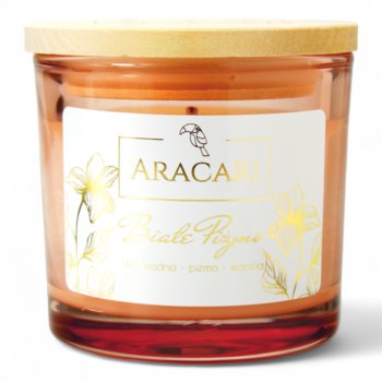 BIAŁE PIŻMO - Sojowa świeca zapachowa ARACARI z kolekcji MOONSTONE różowy polysk - Aracari