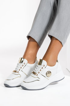 Białe sneakersy damskie buty sportowe na platformie sznurowane Casu SG-813-3-40 - Casu
