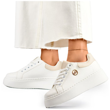 Białe sneakersy na grubej podeszwie buty sportowe damskie 40 - Nelino