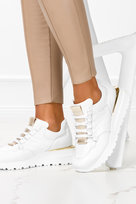 Białe sneakersy na koturnie buty sportowe sznurowane POLSKA SKÓRA Casu 7128-41