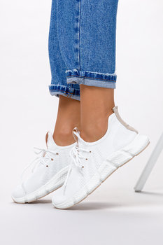 Białe sneakersy na platformie buty sportowe sznurowane Casu YF608-63-38 - Casu