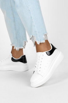 Białe sneakersy na platformie damskie buty sportowe sznurowane Casu BL373P-37 - Casu