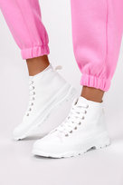 Białe trampki na platformie wysokie buty sportowe damskie sznurowane Casu SJ2095-2-41