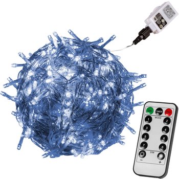 BIAŁE ZIMNE LAMPKI CHOINKOWE NA DOM OGRÓD 200 DIOD LED + PILOT - VOLTRONIC ®