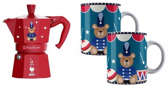 Bialetti Bialetti Kawiarka Moka Express 6Tz 300Ml 2 Kubki Joyful Christmas Czerwona