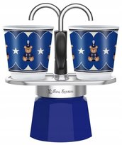 Bialetti Mini Express 2tz (100ml) + 2 filiżanki Joyful Christmas niebieski Bialetti
