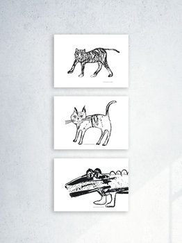 biało czarne plakaty ze zwierzętami - zestaw 3 sztuk - Annasko