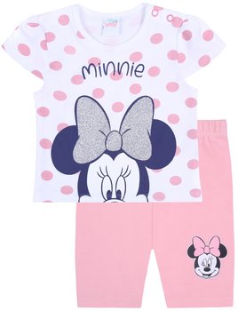 Biało-morelowy komplet niemowlęcy w kropki, koszulka + spodenki Myszka Minnie Disney 86 cm - sarcia.eu