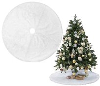 Biały Dywanik Pod Choinkę Mata Pod Choinkę Dywan Pluszowy 9Ocm Okrągły Xmas