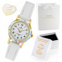 BIAŁY / KOLOROWY ZEGAREK DZIECIĘCY PERFECT DLA DZIEWCZYNKI PAMIĄTKA KOMUNII