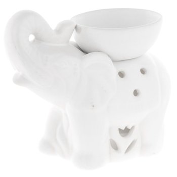Biały Kominek Zapachowy Z Ceramiki - Słoń Elante 14 Cm - Duwen
