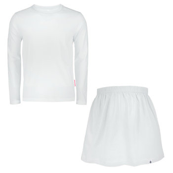 Biały Komplet Dziecięcy Dla Dziewczynki Biała Bluzka I Spódniczka 134 - Inna marka