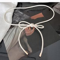 biały PASEK damski SZNUR skórzany elegancki dodatek do płaszcza dla pani Inna marka
