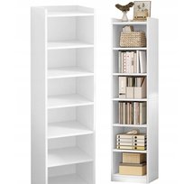 BIAŁY REGAŁ STOJĄCY NA KSIĄŻKI PÓŁKI WYSOKI SKANDYNAWSKI SŁUPEK SZAFA