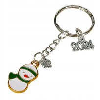 Biały śnieżny bałwanek świąteczny na Boże Narodzenie breloczek zawieszka