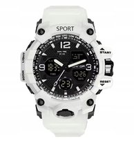 BIAŁY SPORTOWY ZEGAREK ELEGANCKI WYGLĄD GUMOWY PASEK NA PREZENT