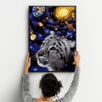 Biały tygrys w kosmosie - Malowanie po numerach 50x40 cm - ArtOnly