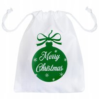 BIAŁY WORECZEK ŚWIĄTECZNY 15x20 cm ZIELONA BOMBKA Świąteczny Mikołajkowy