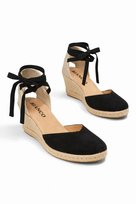 BIANCO CZÓŁENKA ESPADRYLE NA KOTURNIE Z WIĄZANIEM CZARNE ZE SKÓRĄ 40 1I4A BIANCO