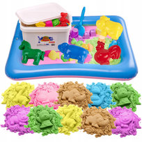 BibiMoon Piasek Kinetyczny 10kg Zestaw XXL Dmuchana Piaskownica FOREMKI