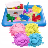 Bibimoon Piasek Kinetyczny 4Kg Zestaw Piaskownica Foremki