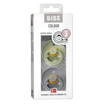 BIBS Colour 2-pack Sage & Cloud M Smoczek Uspokajający Kauczuk Hevea - Bibs