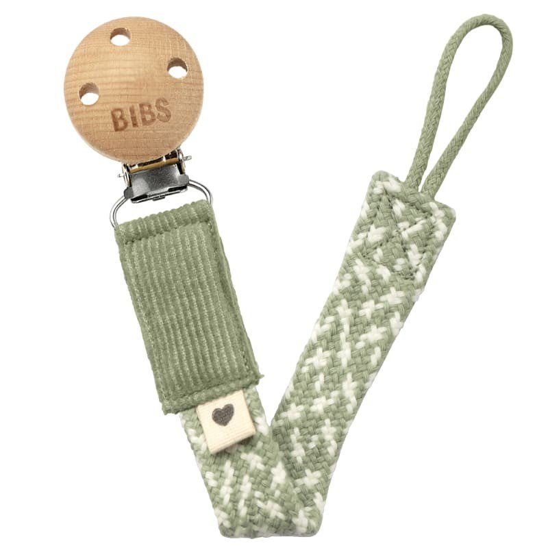BIBS PACIFIER BRAID zawieszka do smoczków 100 GOTS organic cotton, Sage/Ivory Bibs Sklep