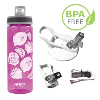 Bidon butelka ze słomką 600ml BPA FREE róż STRIGO - różowy - Strigo