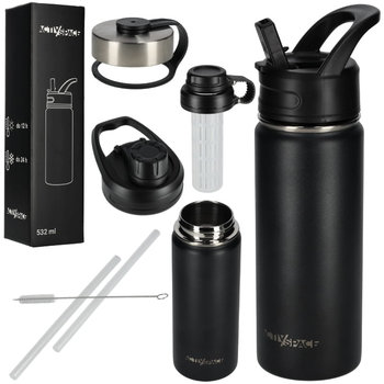 Bidon kubek termiczny stalowy 532 ml - black - Activ Space