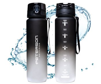 BIDON SPORTOWY BUTELKA NA WODĘ MOTYWACYJNA 1L TRITAN SZCZELNY BEZ BPA CZARNY PETERSON - Peterson