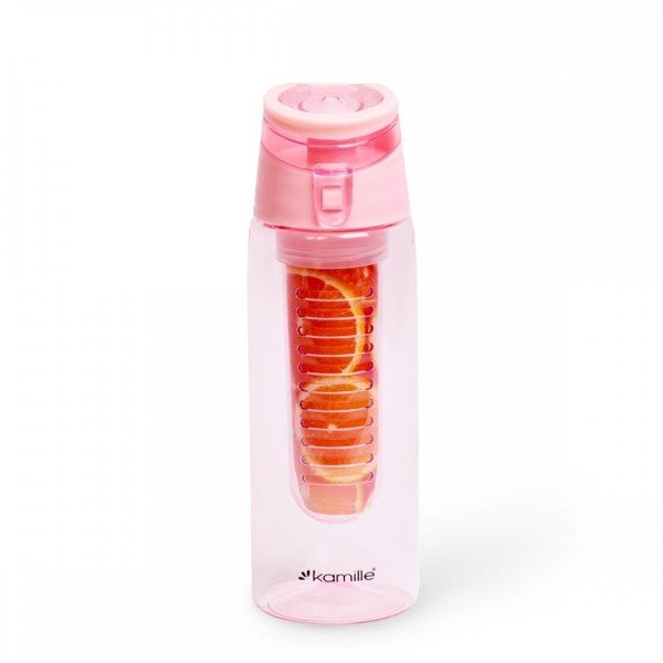 Bidon z wkładem na owoce KAMILLE, różowy, 660 ml