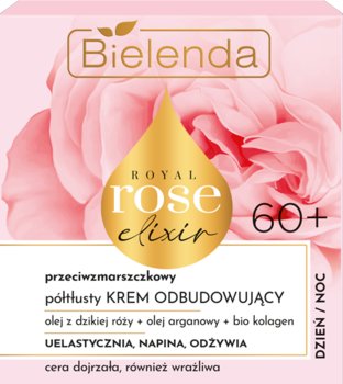 Bielenda, Royal Rose Elixir, Przeciwzmarszczkowy Półtłusty Krem Odbudowujący 60+, Dzień/ Noc, 50 Ml - Bielenda