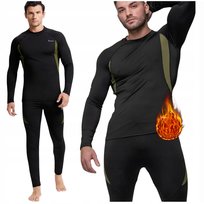 BIELIZNA TERMOAKTYWNA MĘSKA ODZIEŻ TERMICZNA ZESTAW BLUZA SPODNIE CZARNY XL CZARNA