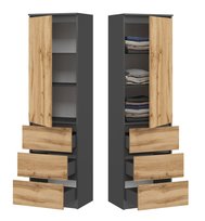 BIELIŹNIARKA Z SZUFLADAMI REGAŁ MARCEL SZAFA GRAFIT DĄB WOTAN